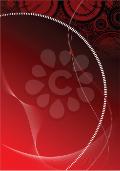 Royalty Free Clipart Image of a Red Background With Clocks