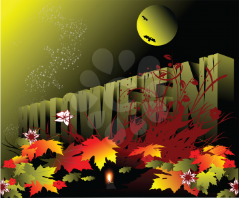 Royalty Free Clipart Image of a Halloween Background With Leaves