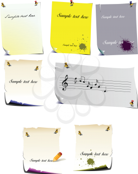 Royalty Free Clipart Image of a Set of Note Pages