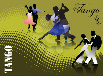 Royalty Free Clipart Image of a Group of Tango Dancers