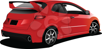 Royalty Free Clipart Image of a Red Hatchback
