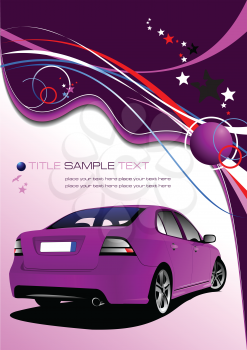 Purple business background with car image. Vector illustration