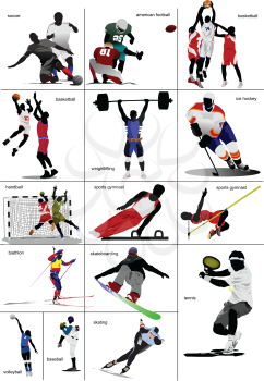 Some kinds of sports. Collection. Colored vector illustration