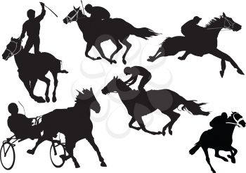 Horse  racing silhouettes. Colored Vector illustration for designers