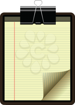 CLIPBOARD YELLOW LEGAL PAD CORNER PAPER PAGE CURL;