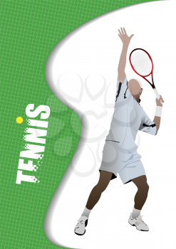 Poster tennis player. Colored Vector illustration for designers