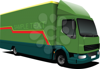 Vector illustration of small green  truck