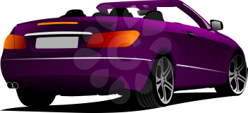 Purple cabriolet on the road. Vector illustration