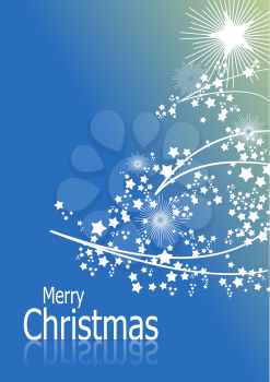 Blue abstract Christmas background with white snowflakes