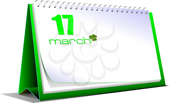 Vector illustration of desk calendar. 17 march. St. Patrick`s day