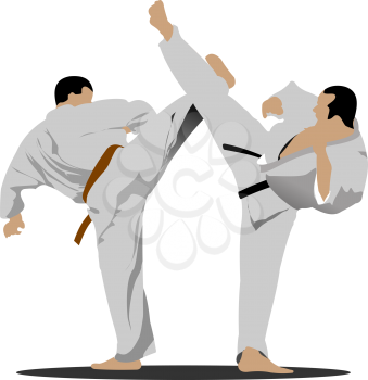 Karate. The sportsman in a position. Oriental combat sports.