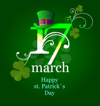 Vector of green hats and shamrocks for St. Patrick's Day