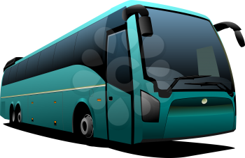 Green tourist  bus. Coach. Vector illustration for designers