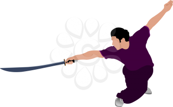 Wushu. KongFu.The sportsman in a position. Oriental combat sports.