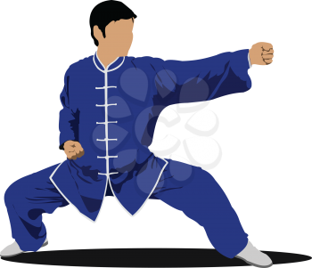 Wushu. KongFu.The sportsman in a position. Oriental combat sports.