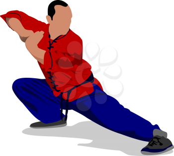 Wushu. KungFu.The sportsman in a position. Oriental combat sports.