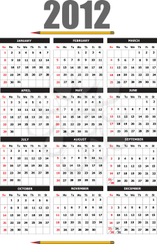2012 calendar with flower image. Vector illustration 