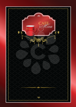 Cafe menu with red cup image. Vector illustration