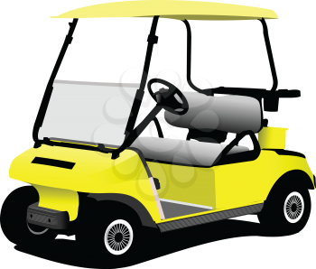 Electrical golf car on isolated white background. Vector illustration