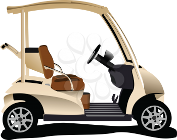 Electrical golf car on isolated white background. Vector illustration