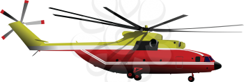 Air force. Red-yellow helicopter. EPS10 Vector illustration