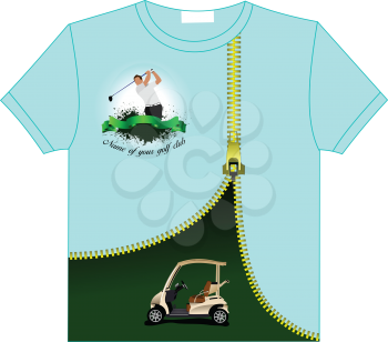 Trendy T-Shirt design with Golf club image. Vector illustration