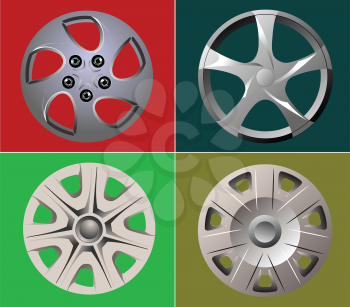Decorative car wheel covers. Plate. Vector illustration