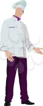 Chef cook in white. Vector illustration