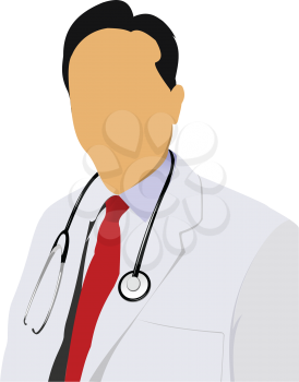Medical doctor with stethoscope on white  background. Vector illustration
