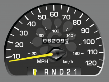 Vector illustration of a speedometer. Odometer