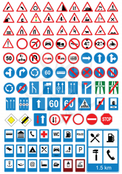 Road sign icons. Traffic signs. Vector illustration