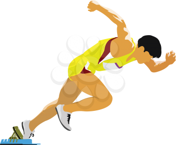 Short-distance runner. Start. Vector illustration
