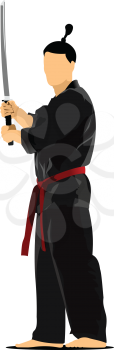 Samurai with the  sword. Vector illustration