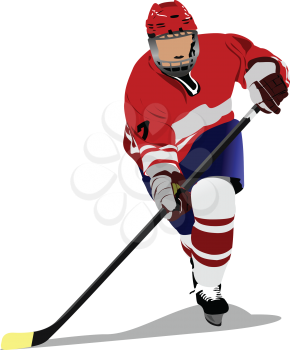 Ice hockey player. Colored Vector illustration for designers