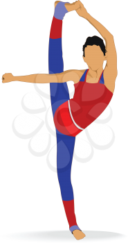 Woman practicing Yoga excercise. Vector Illustration of girl in Dancer's Pose isolated on white background.