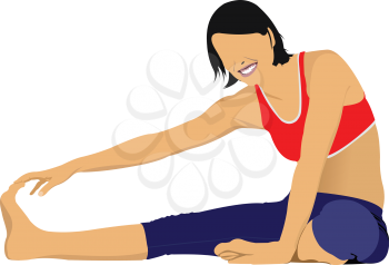 Woman practicing Yoga exercises. Vector Illustration of girl isolated on white background.