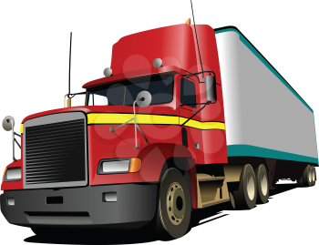 Vector illustration of red truck. Lorry