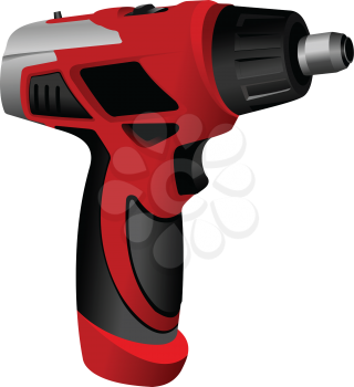 Power drill isolated on a white background. Vector illustration.