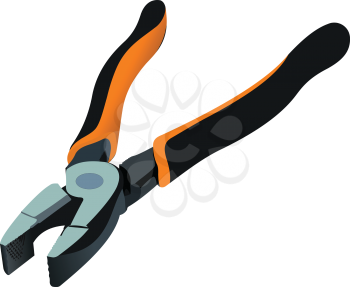 Black-orange pliers isolated on white background. Vector illustration