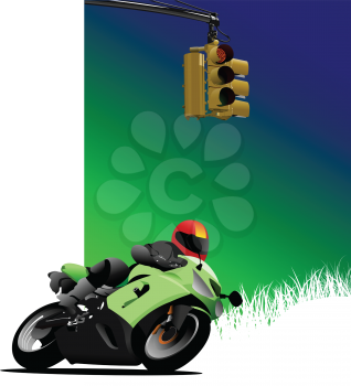 Natural  background with motorcycle image. Iron horse. Vector illustration