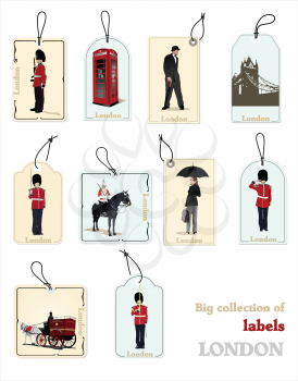 Big collection of London image labels. Vector illustration
