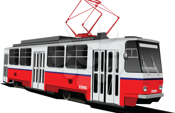 City transport. Tram. Colored Vector illustration for designers