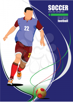 Soccer player poster. Football player. Vector illustration