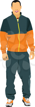 Young man in sport suit. Duffle. Vector illustration