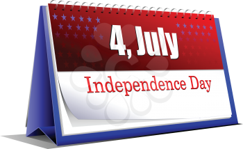 4th July – Independence day of United States of America. Desk calendar. Vector illustration