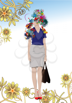 Floral woman silhouette. Vector illustration
