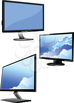 Set of Flat computer monitor. Display. Vector illustration