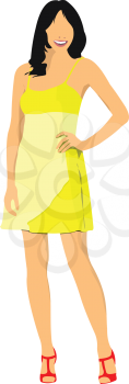 Modern young girl. Colored Vector illustration