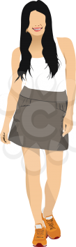 Modern young girl. Colored Vector illustration