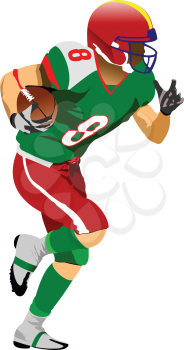 American football player silhouettes in action. Vector illustration
